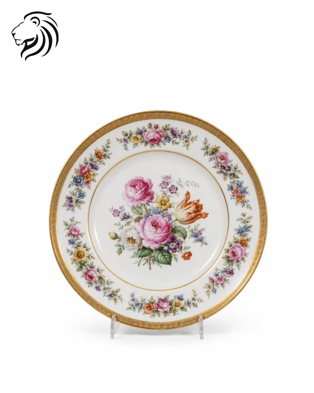 Assiette à bouquet polychrome