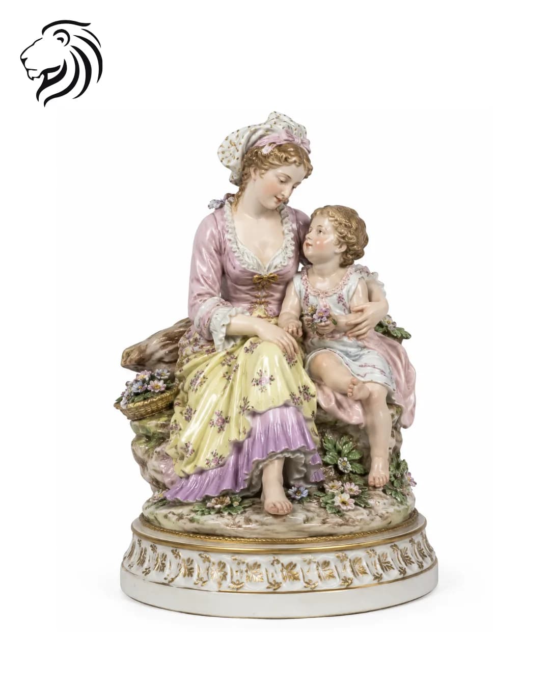 Groupe en porcelaine : mère et enfant