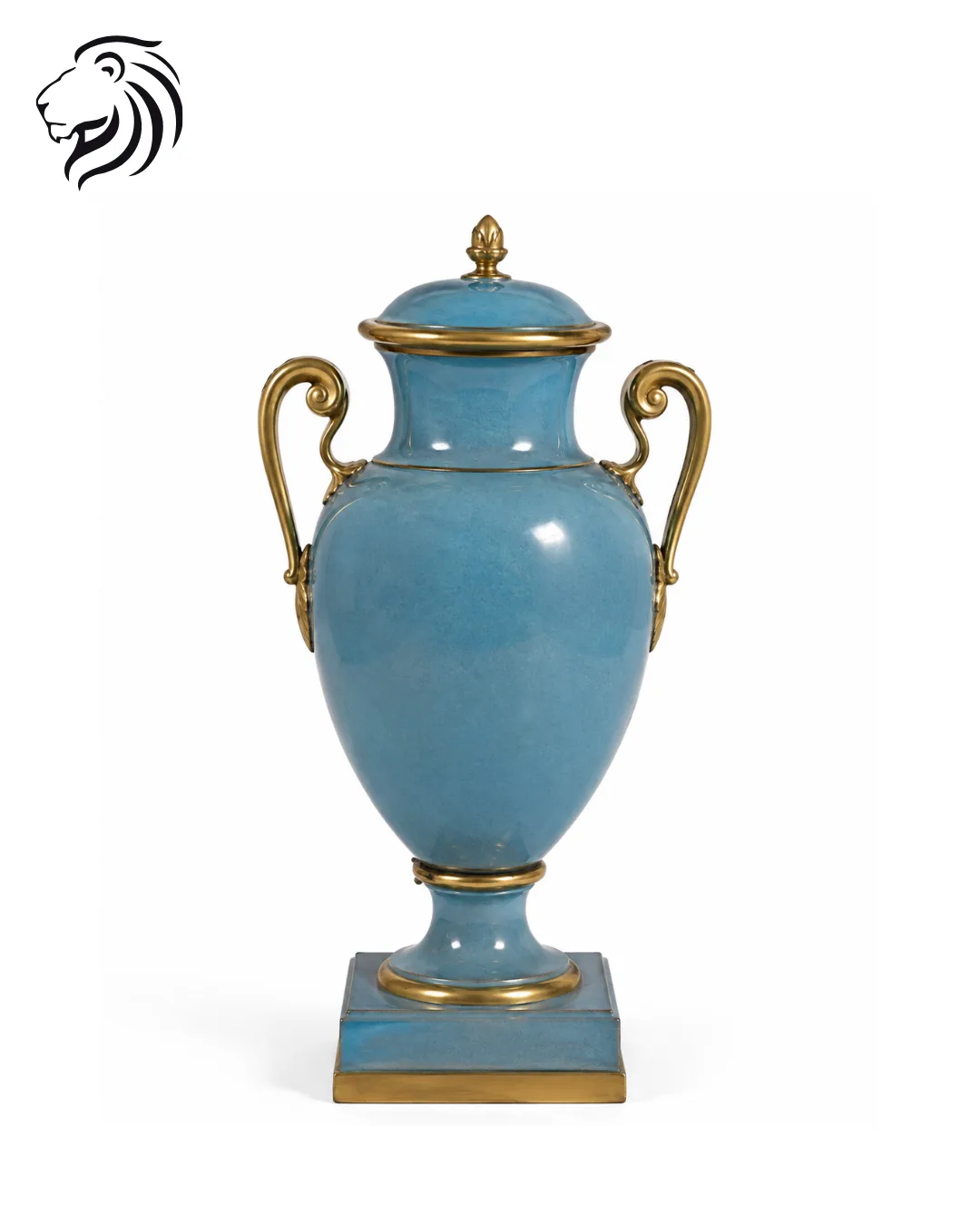 Urne bleu turquoise à anses