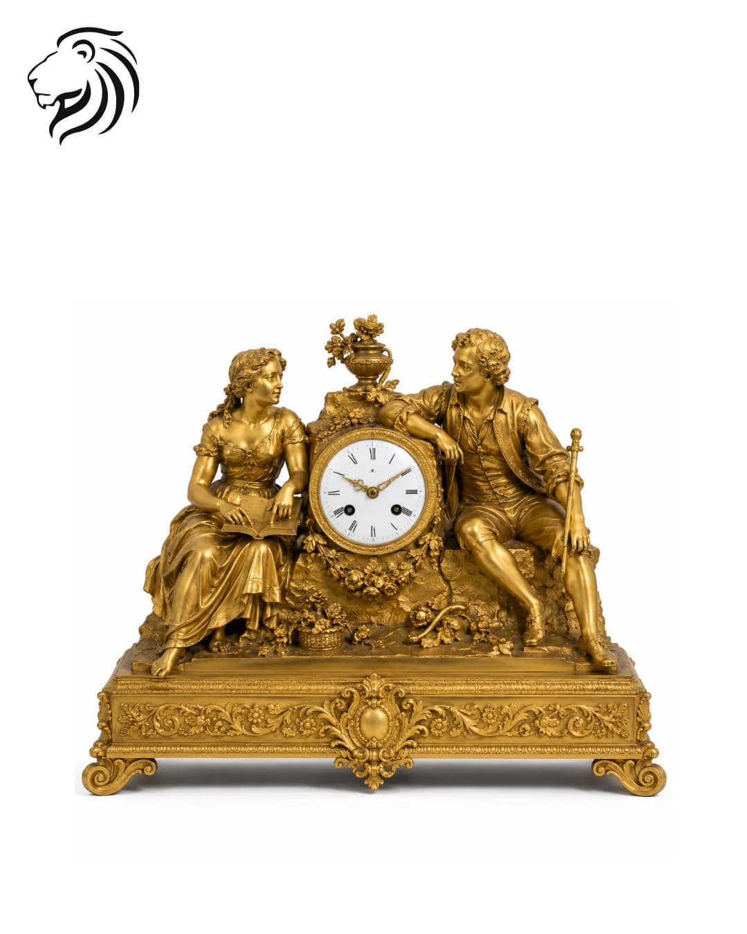Pendule figurative en bronze doré