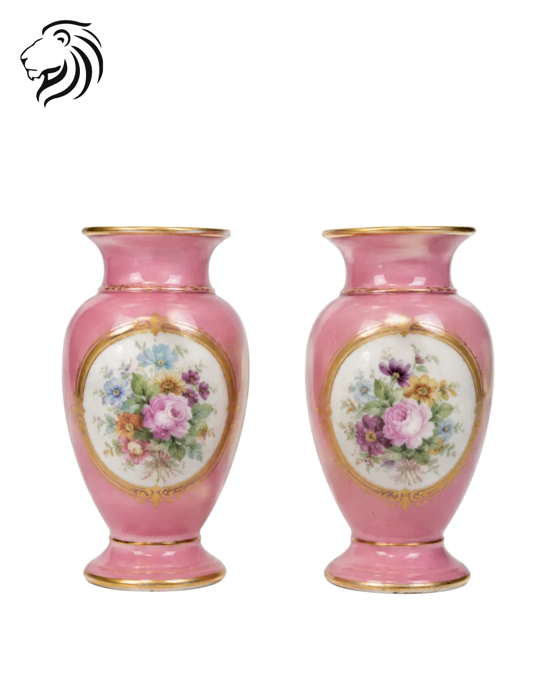 Paire de vases roses à fleurs