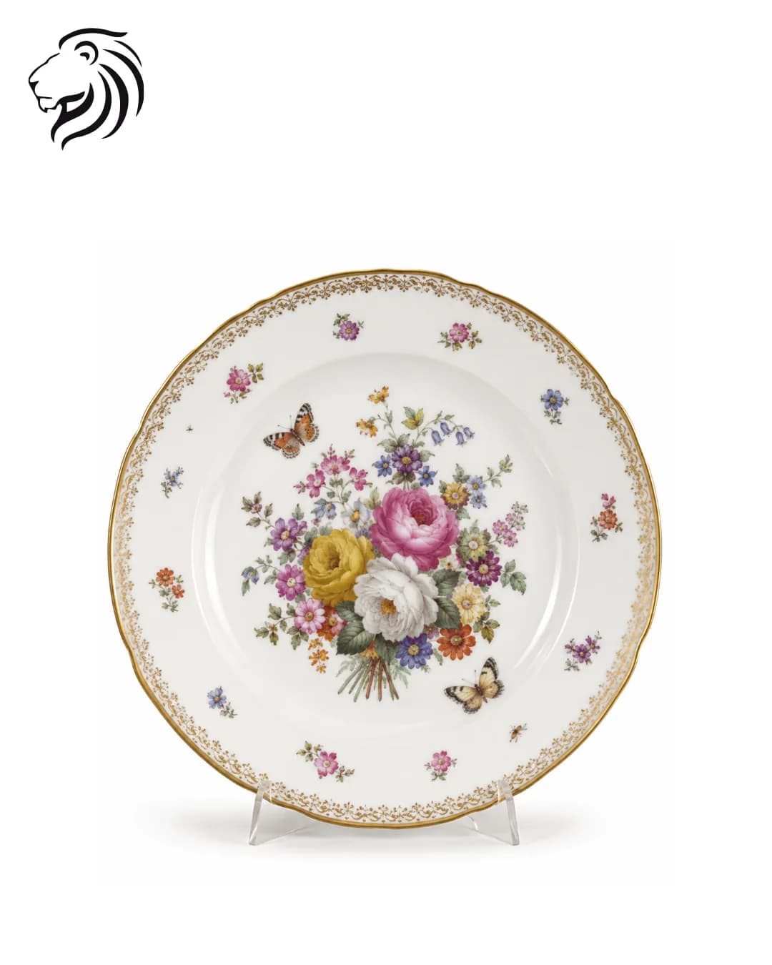 Assiette aux fleurs et papillons