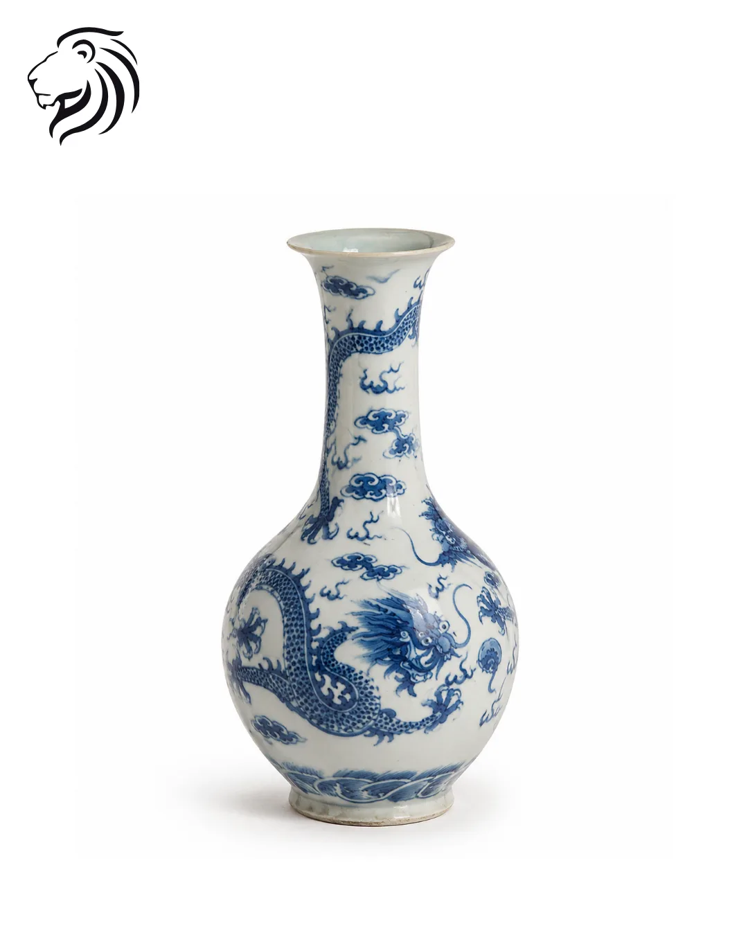 Vase bouteille bleu et blanc