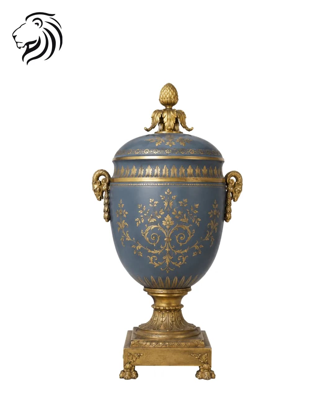Urne bleue sur piédouche