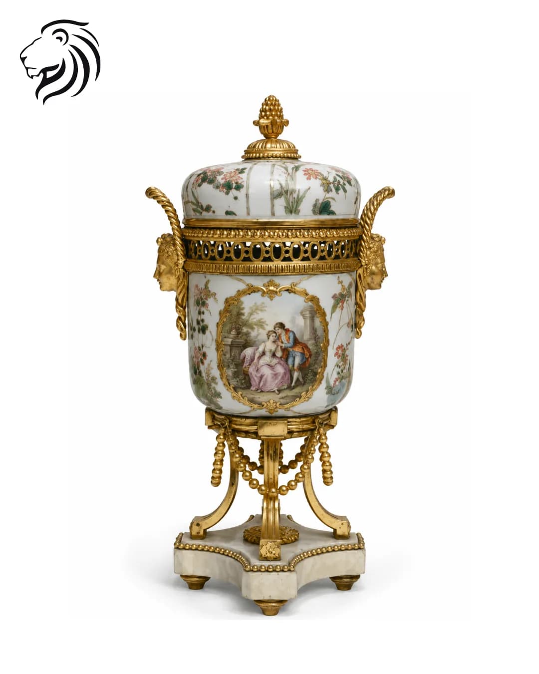 Urne blanche à scène galante