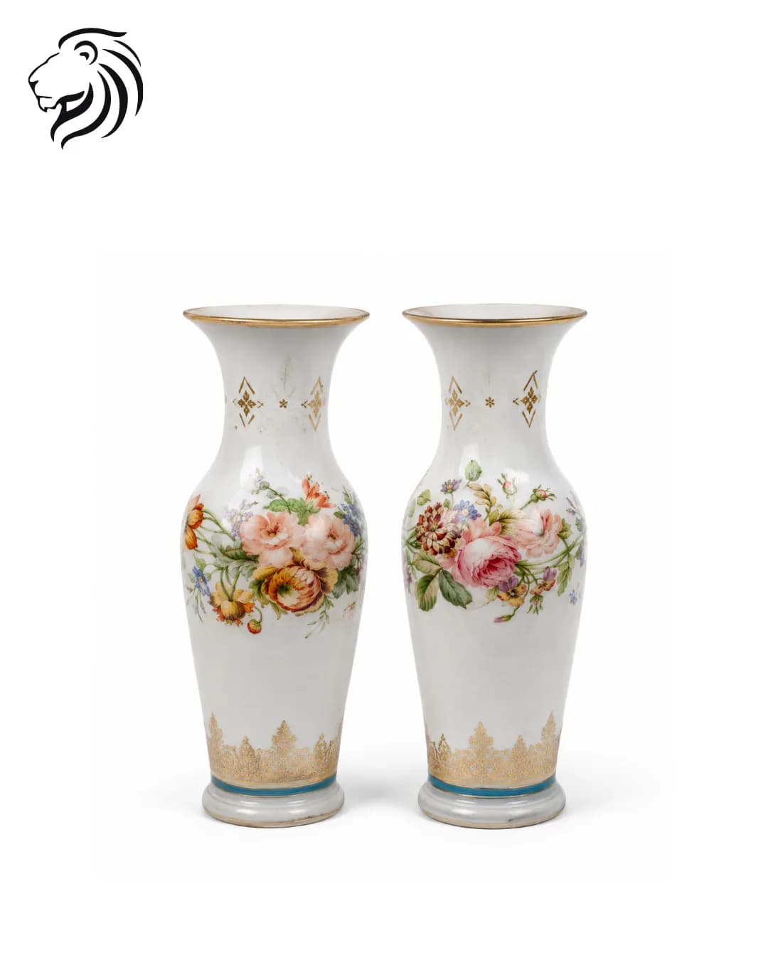 Vase blanc à décor floral