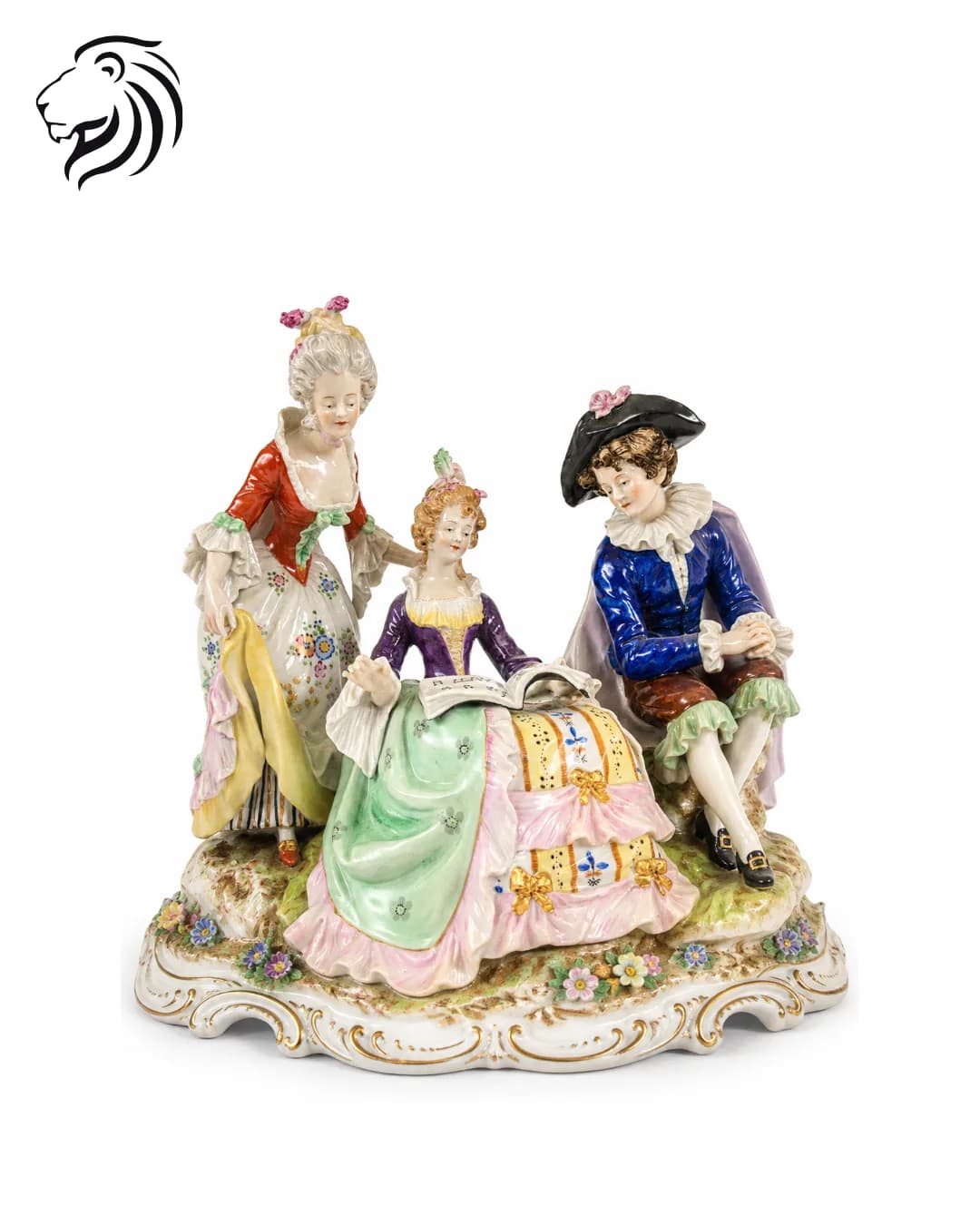 Groupe en porcelaine : dame et enfants