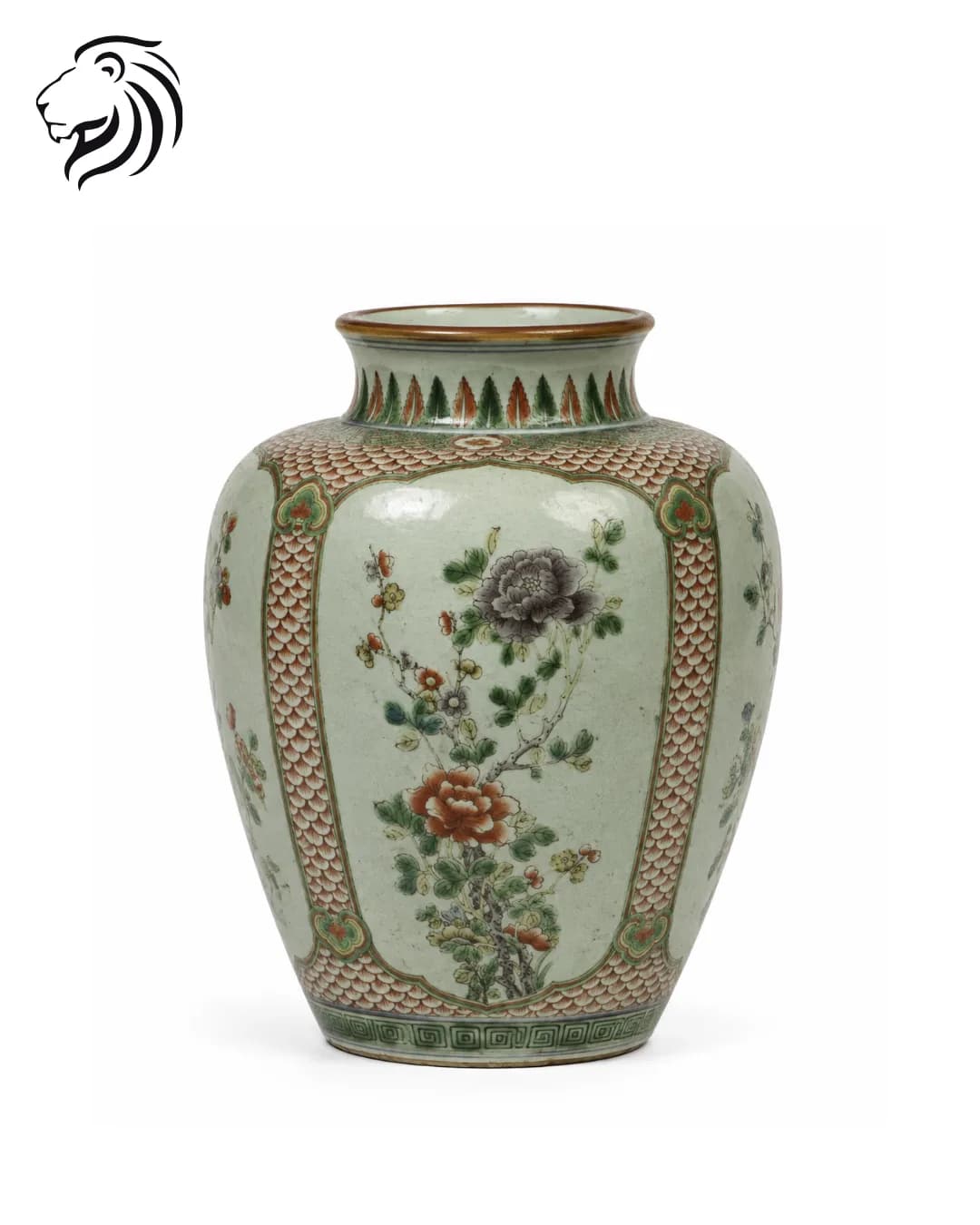Vase vert clair à fleurs