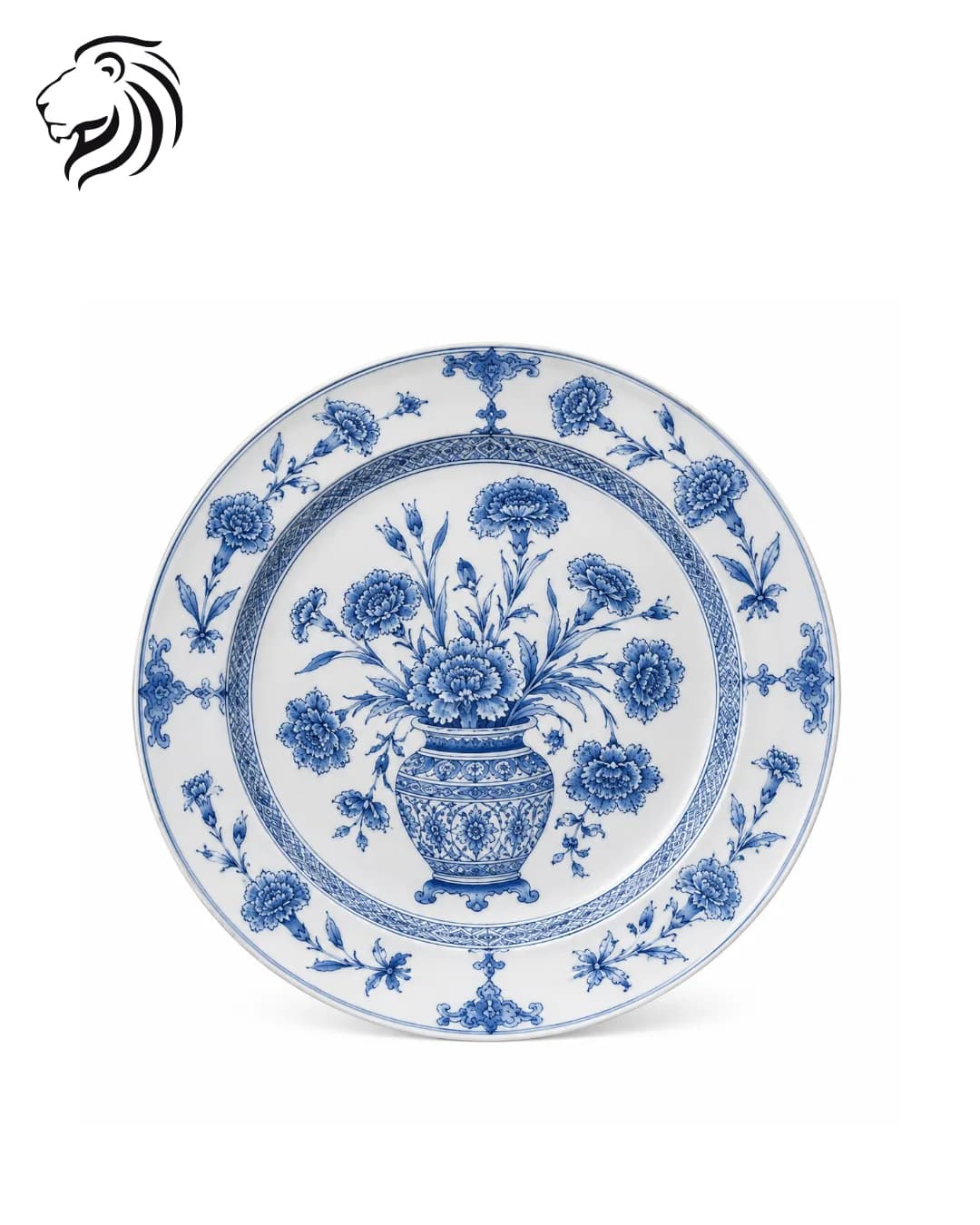 Grand plat bleu et blanc