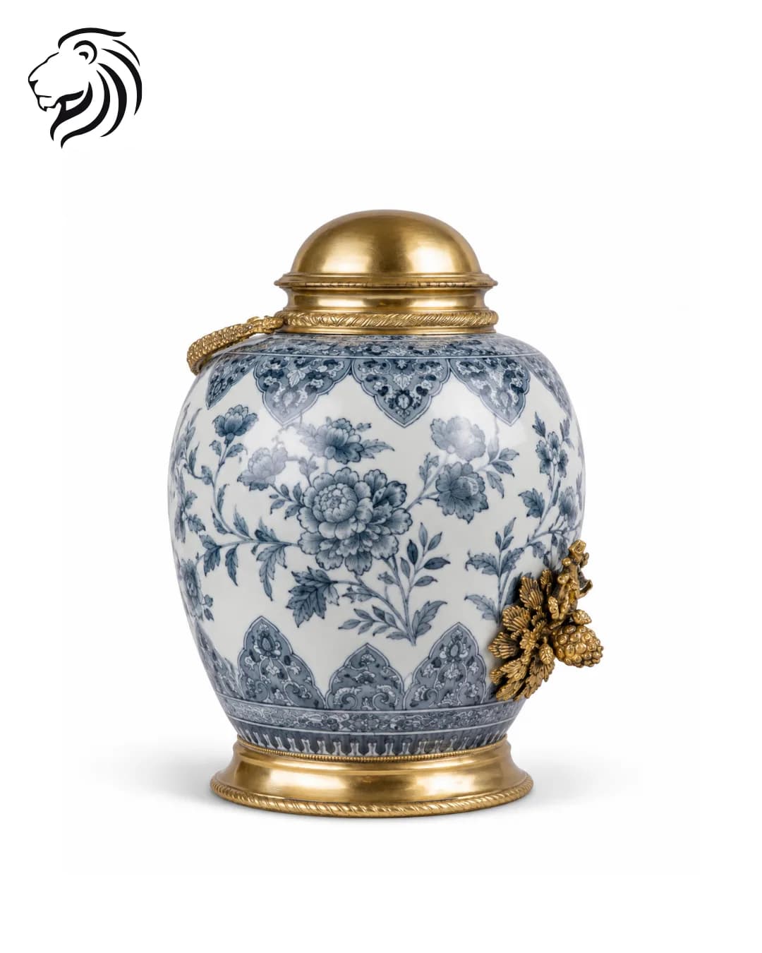 Urne bleu gris couverte