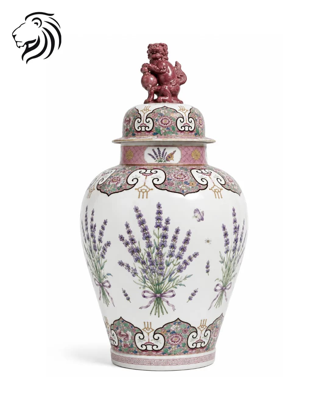 Vase rose et blanc à fleurs