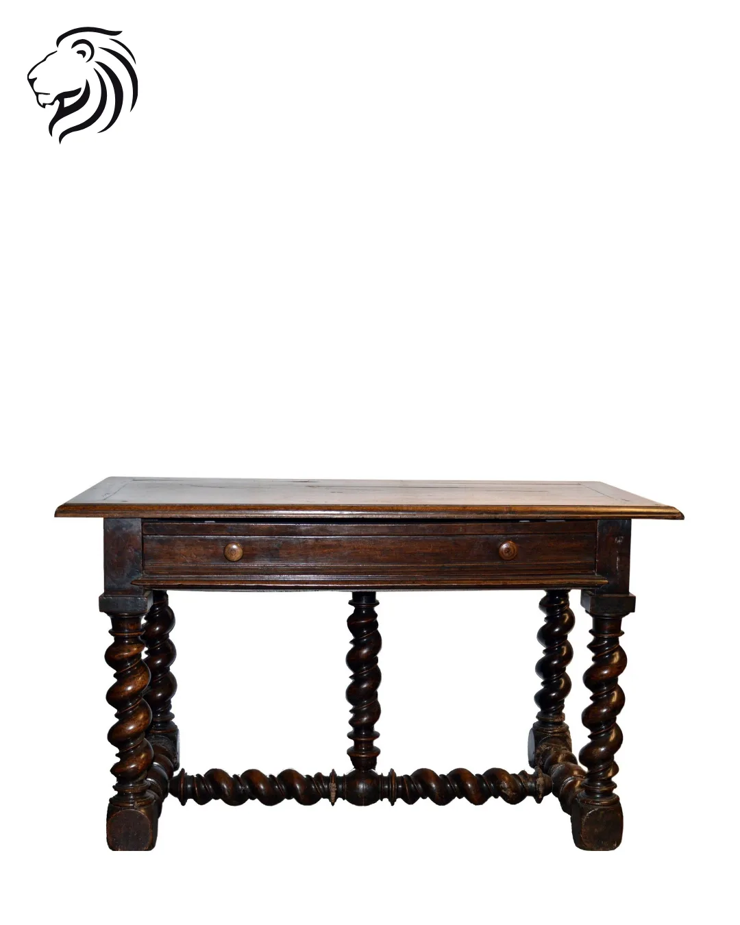 Table de milieu à pieds torsadés et entretoise