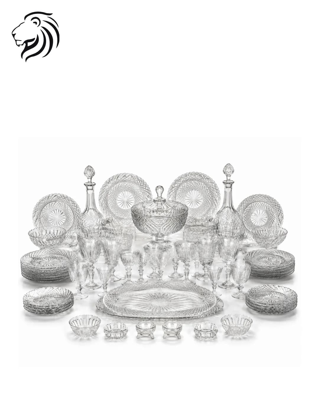 Service de table en cristal comprenant quatre-vingt-dix pièces