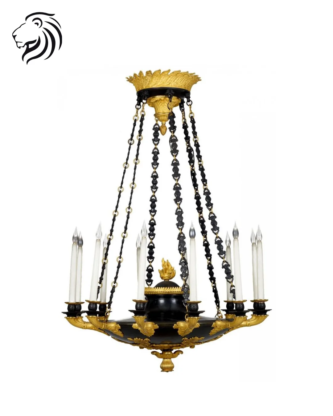 Lustre flamand à douze bras en volutes
