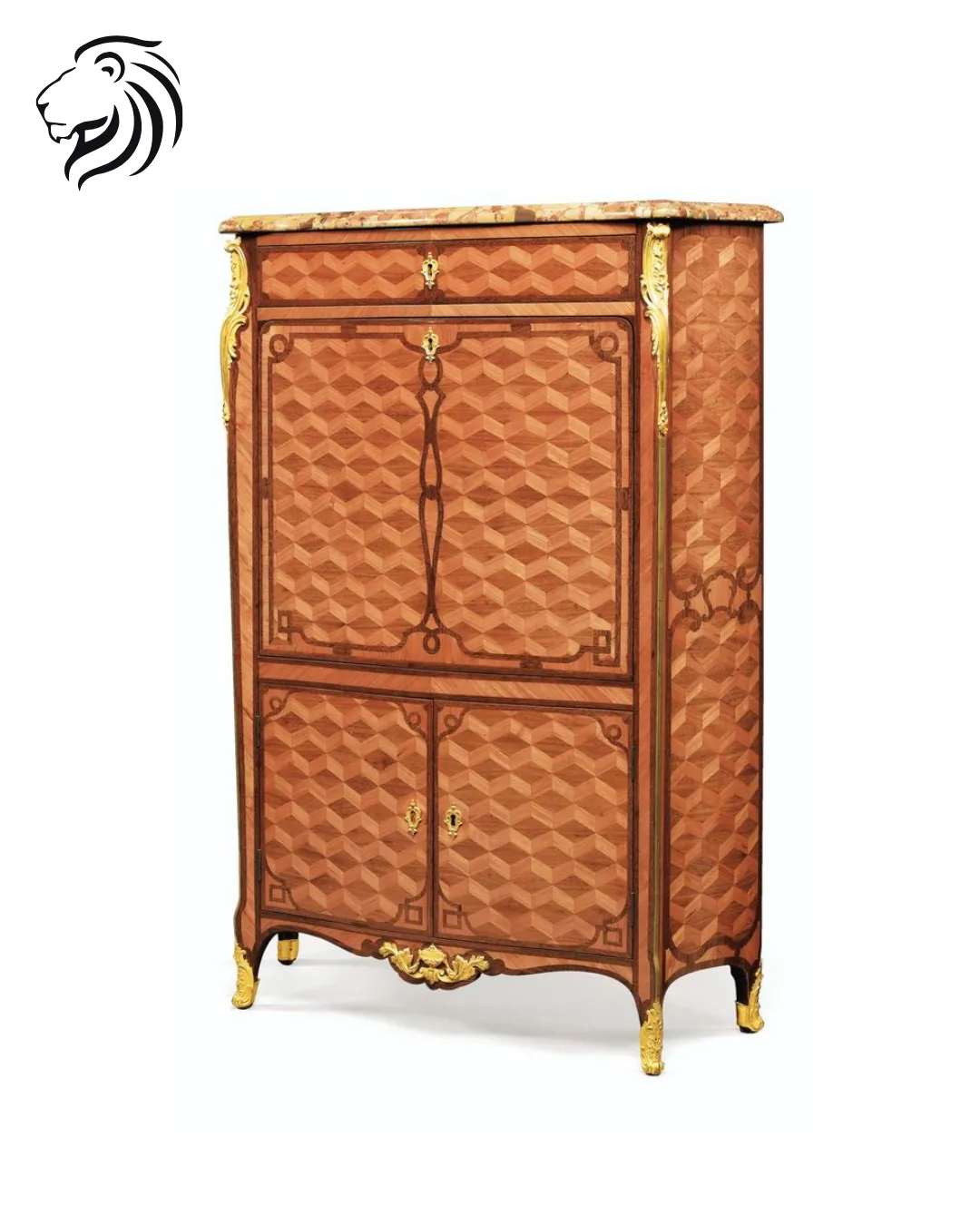 Secrétaire à abattant en marqueterie géométrique