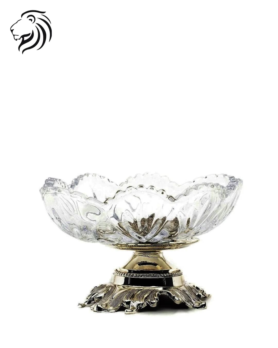 Grand centre de table en cristal et bronze argenté