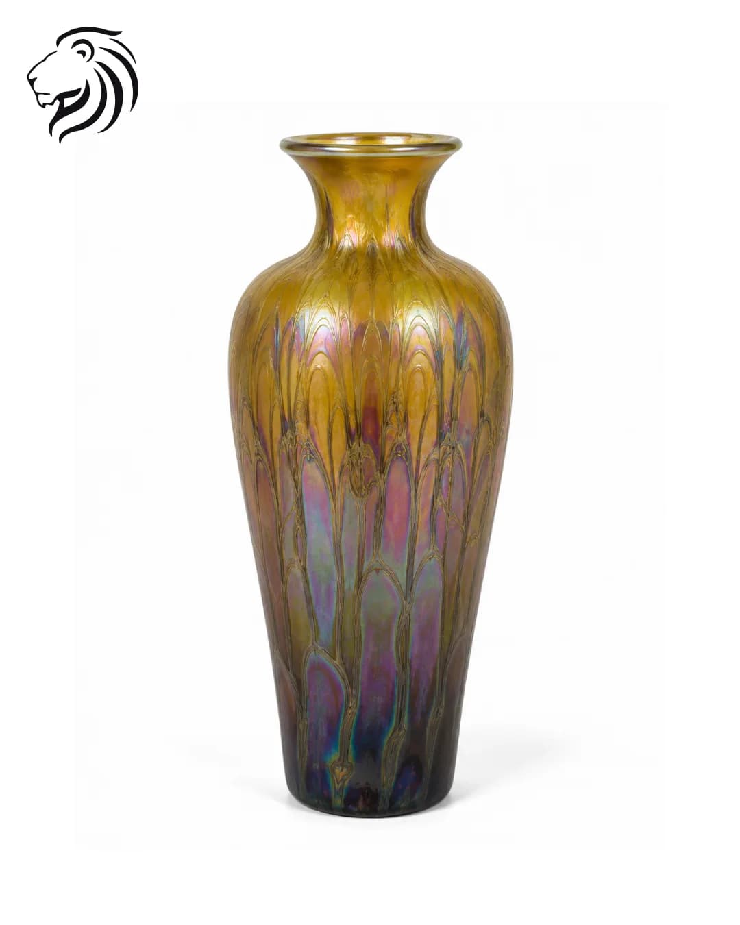 Grand vase en verre soufflé irisé