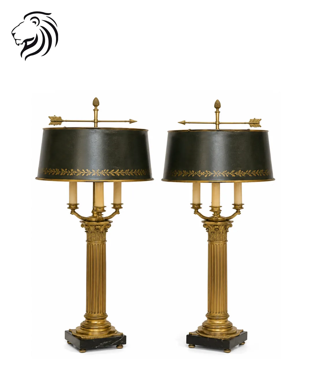 Paire de lampes Carcel à colonne cannelée