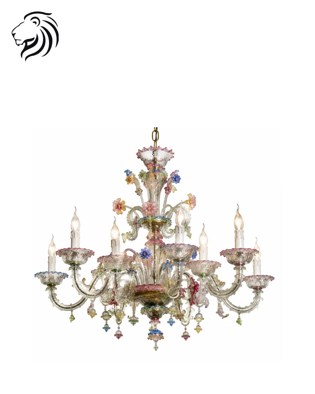 Lustre vénitien à fleurs polychromes