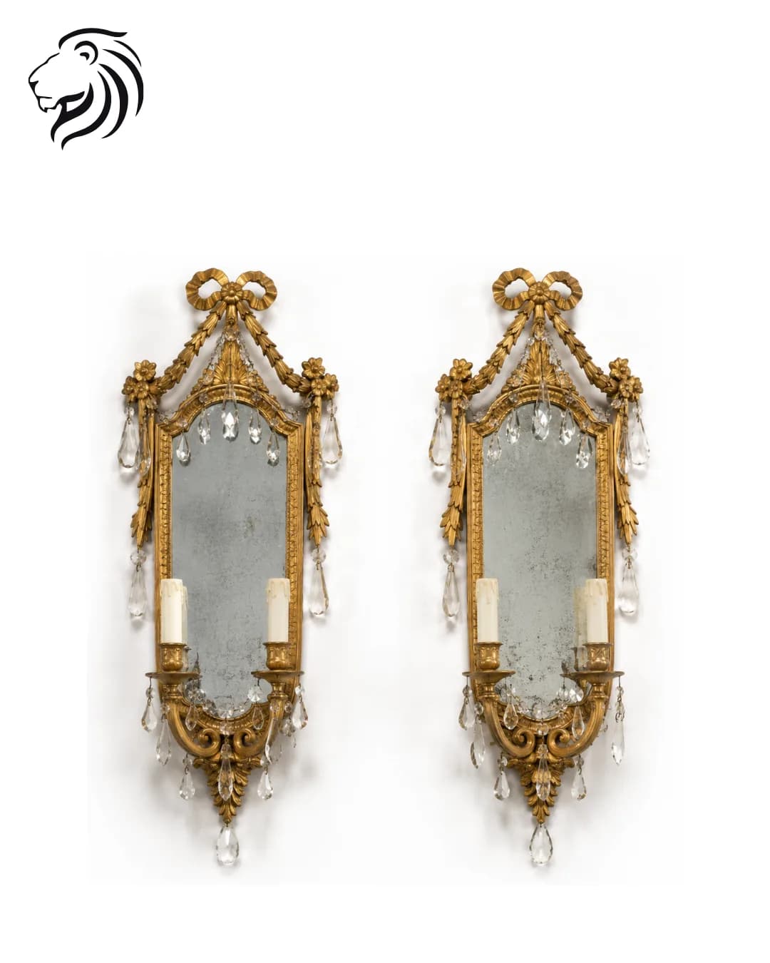 Paire d'appliques miroir à pampilles