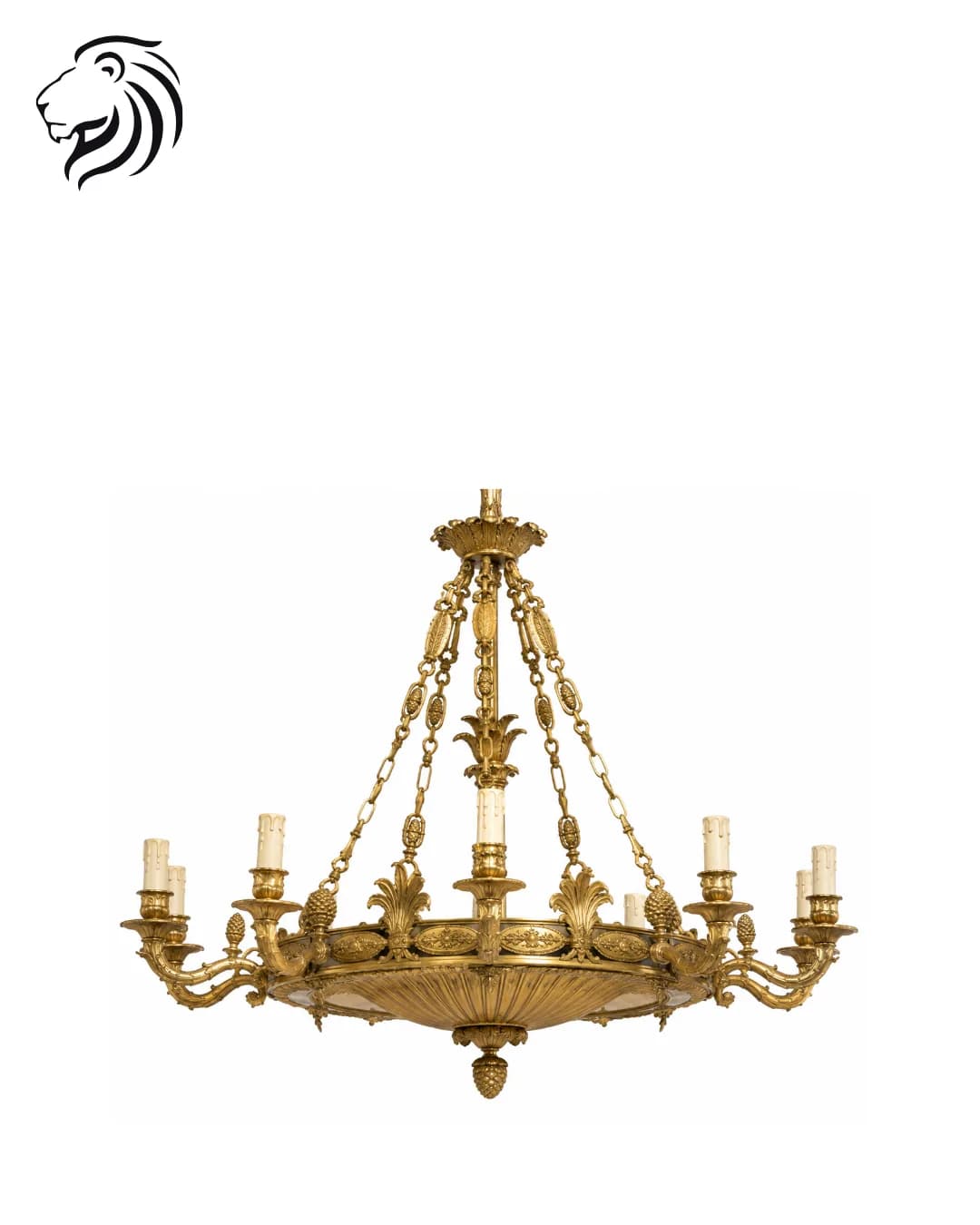 Lustre à décor de palmettes et pommes de pin