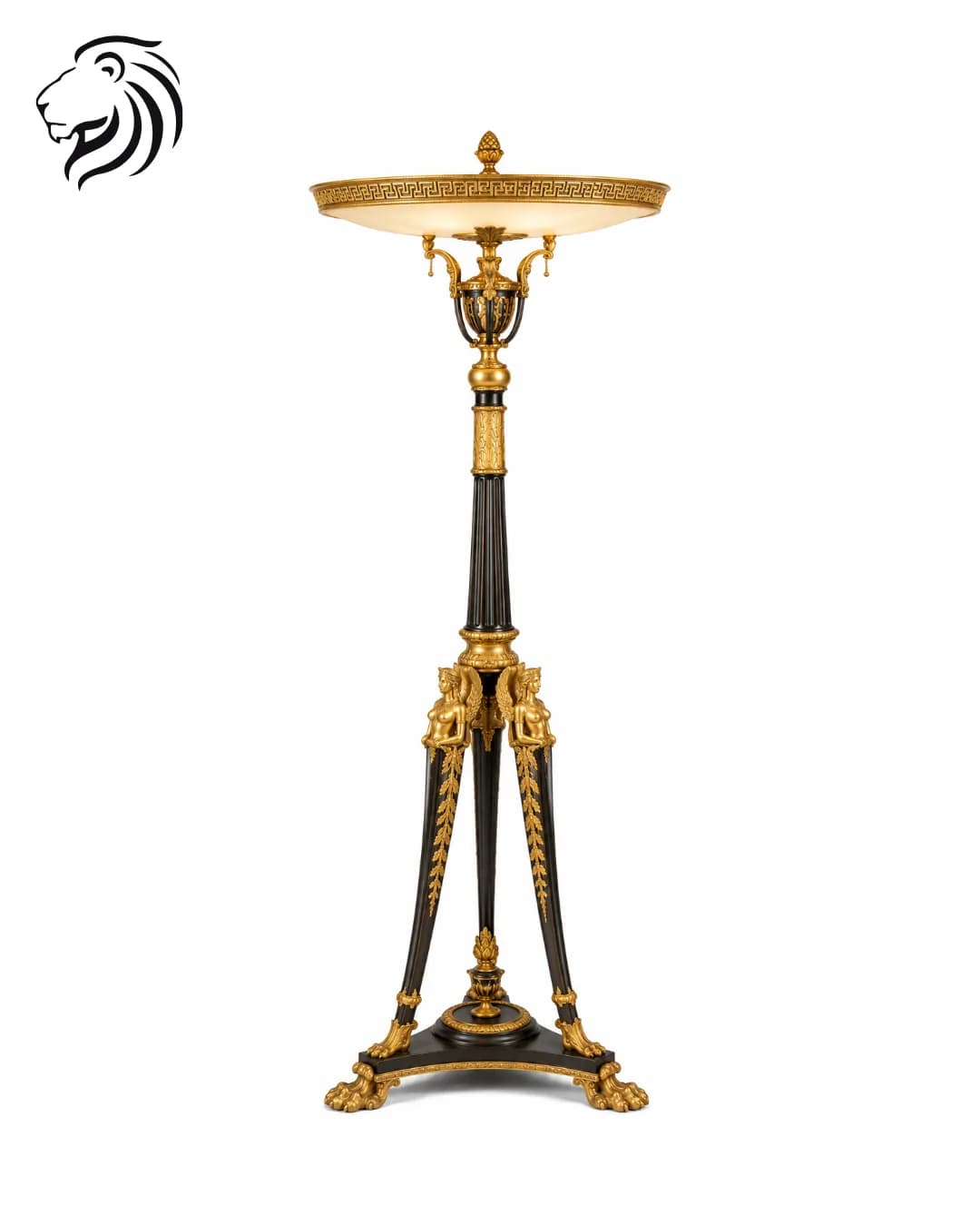 Grand lampadaire tripode à pieds griffes