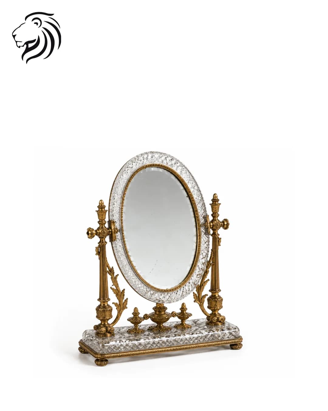 Miroir de table en cristal taillé et bronze doré