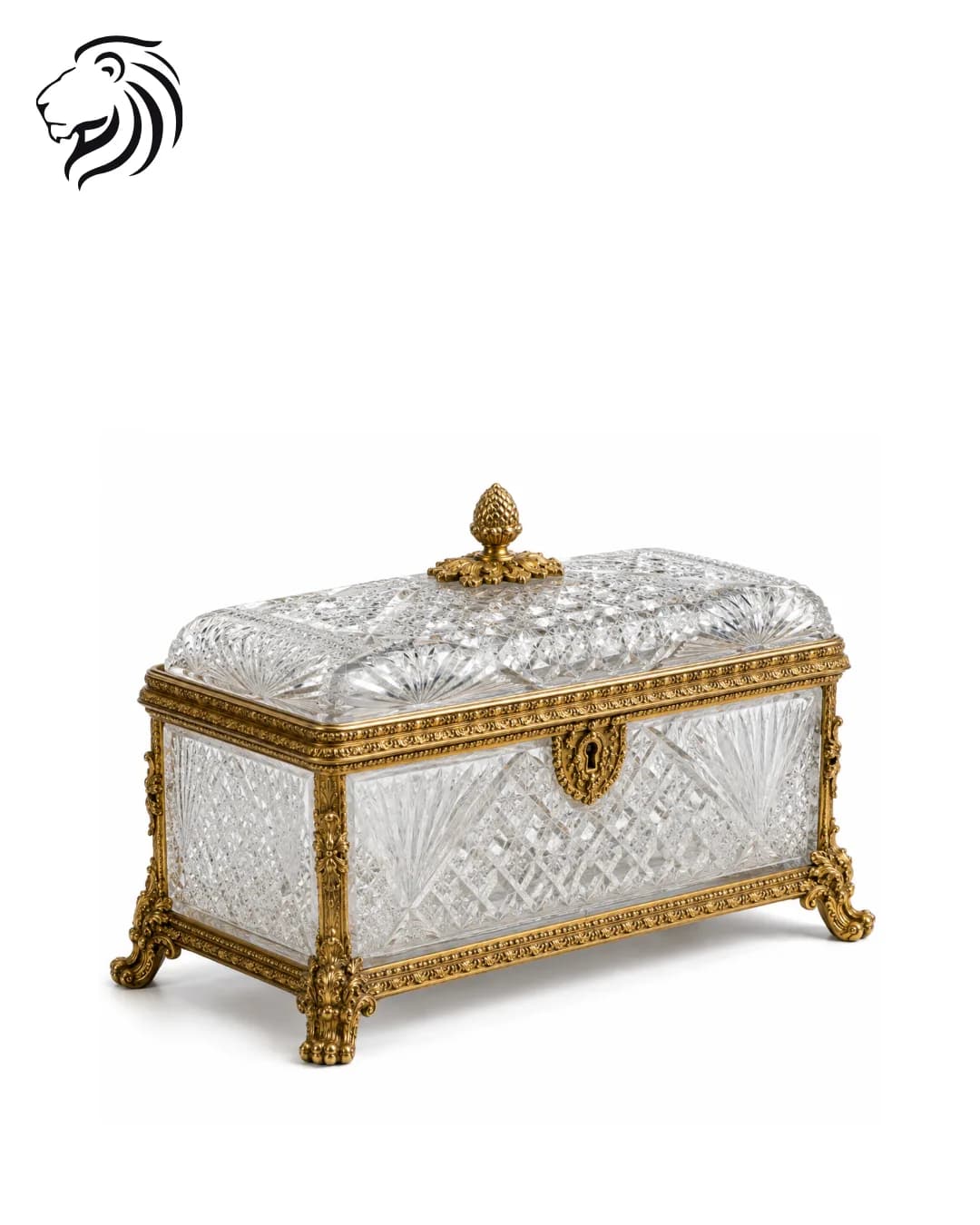 Grand coffret à bijoux en cristal taillé