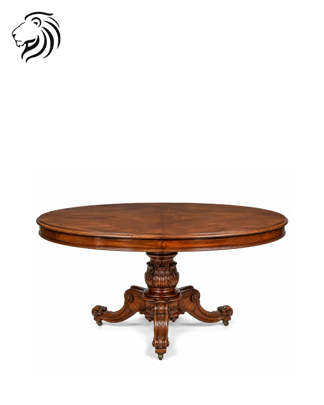 Table de salle à manger à piètement central sculpté