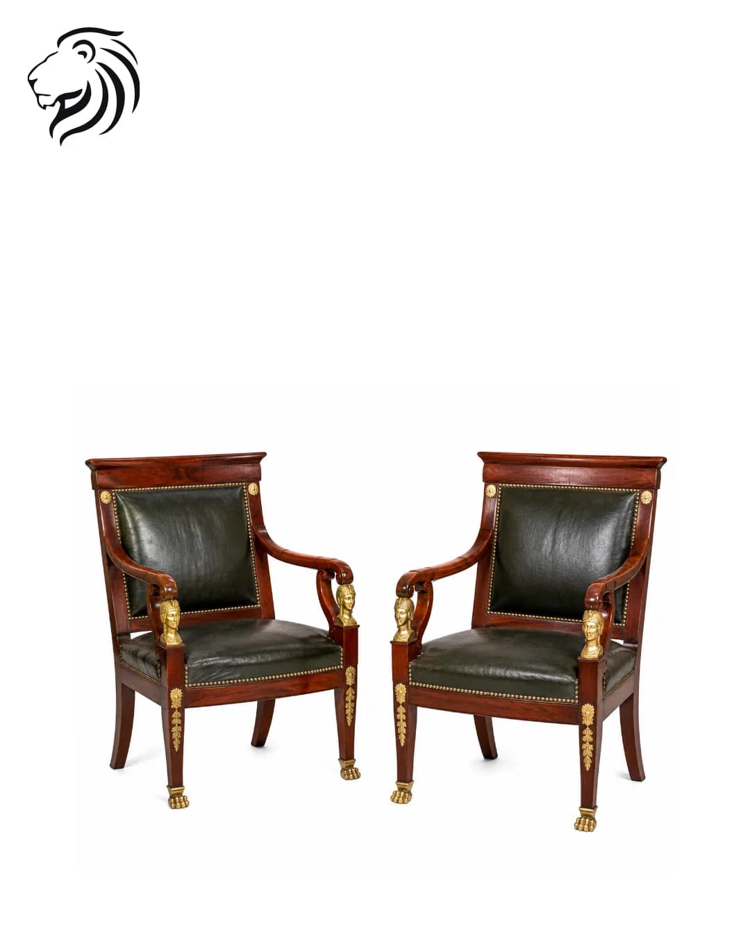 Paire de fauteuils de bibliothèque en acajou
