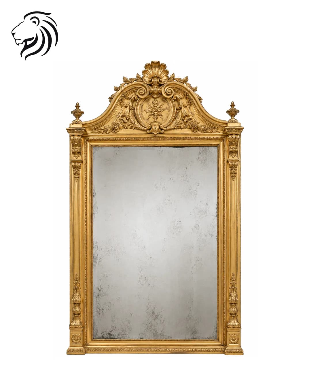 Grand miroir de cheminée à fronton sculpté