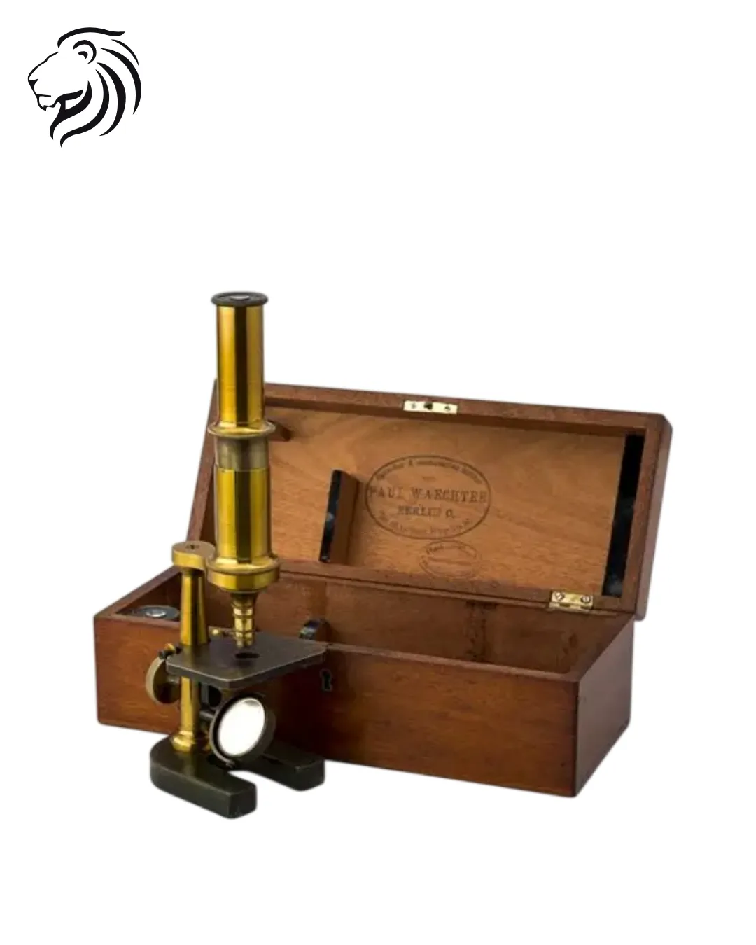 Microscope de voyage dans son coffret en acajou