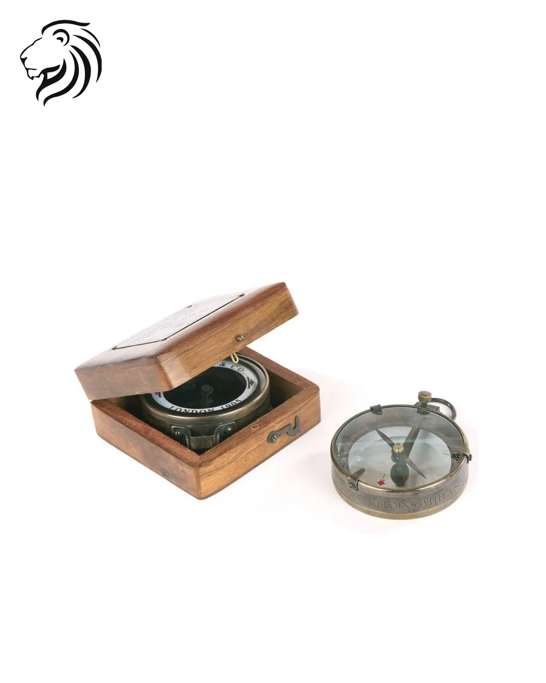 Compas de marine sur cardan dans coffret