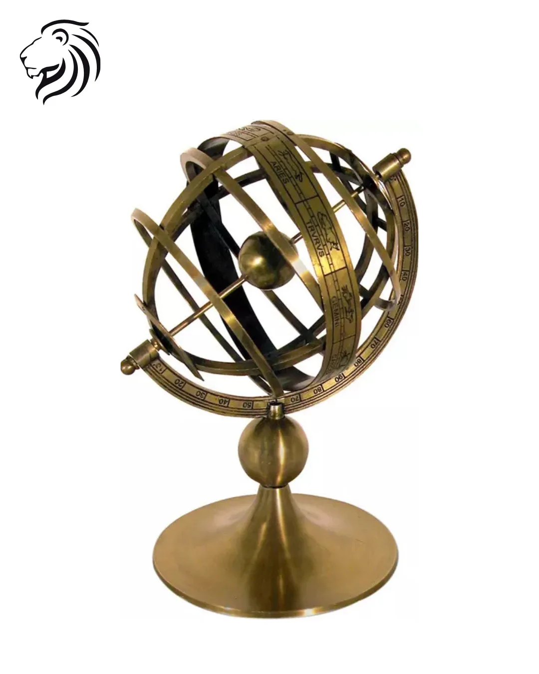 Astrolabe décoratif en laiton gravé