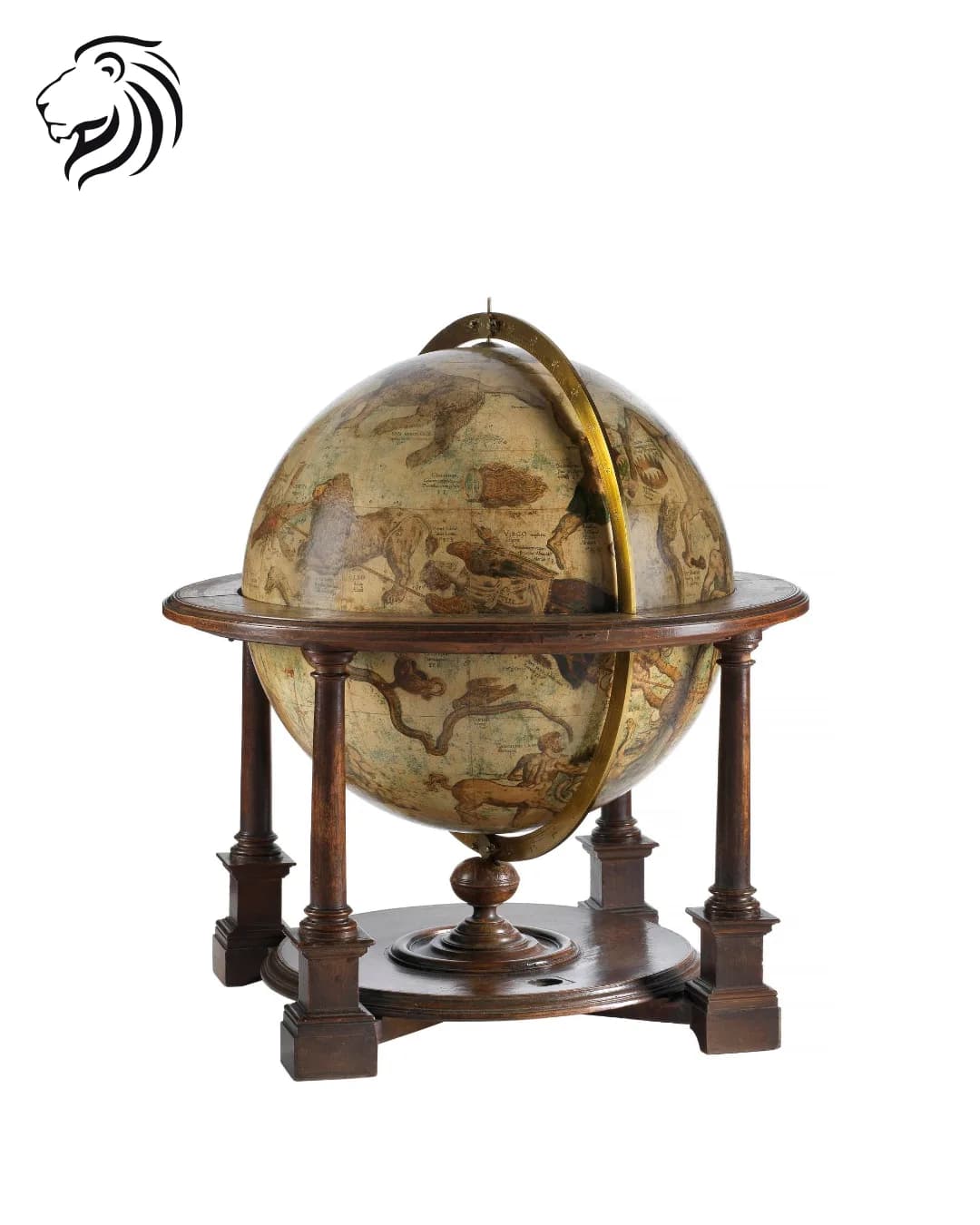 Globe céleste sur pied en bois