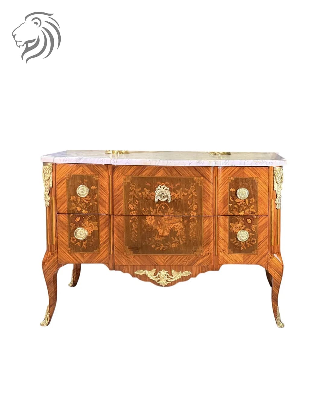 Commode à ressaut en marqueterie d’époque Transition
