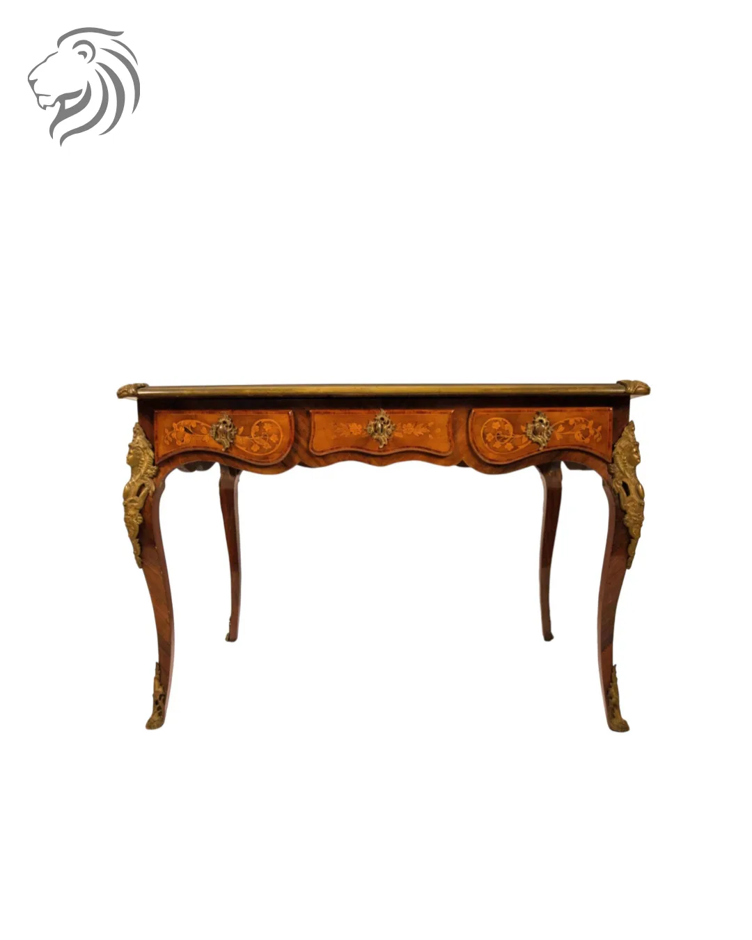Bureau marqueté de bois divers, début du XXe siècle