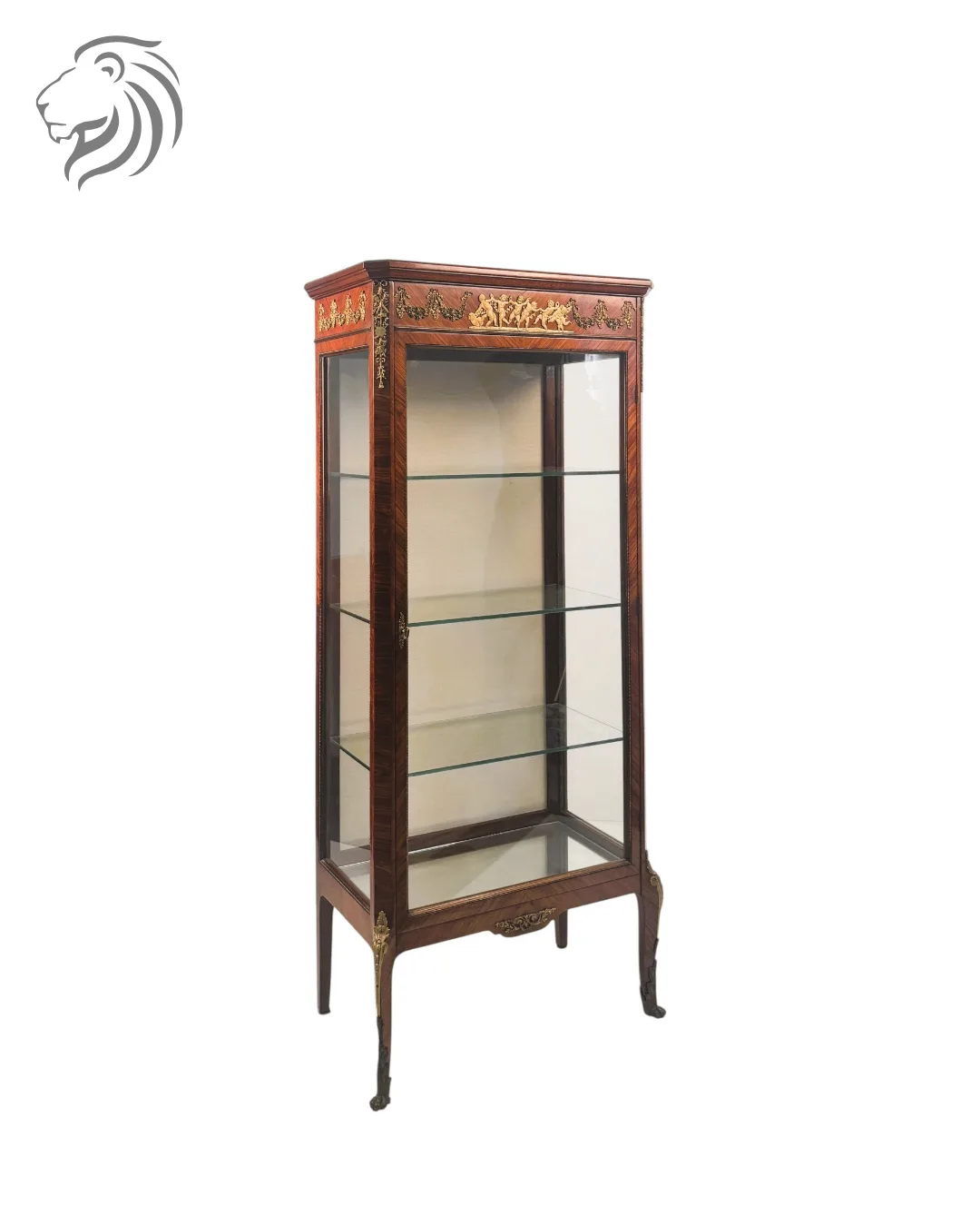 Vitrine en placage de bois de rose et bronze doré, fin du XIXe-début du XXe siècle