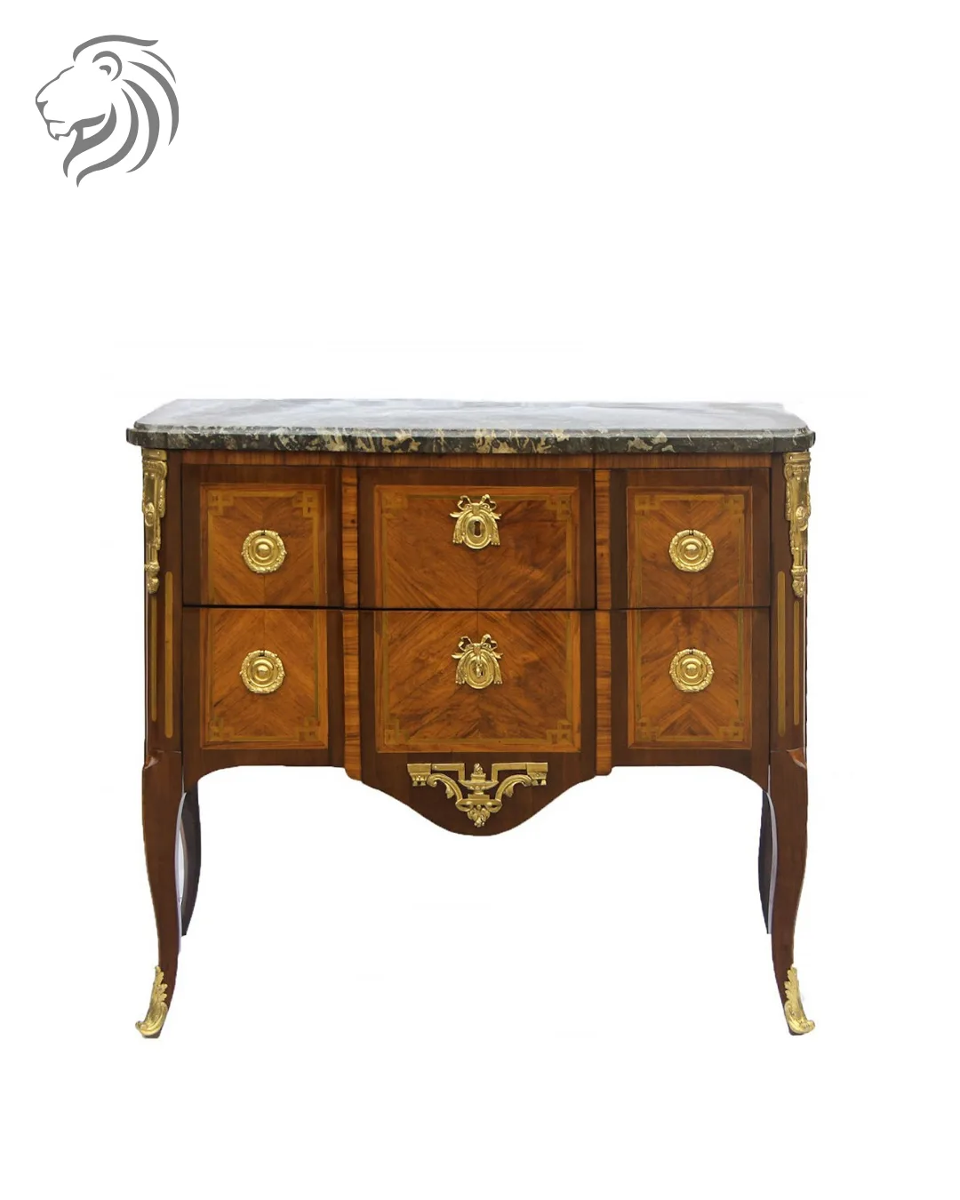 Commode à ressaut en marqueterie d’époque Transition