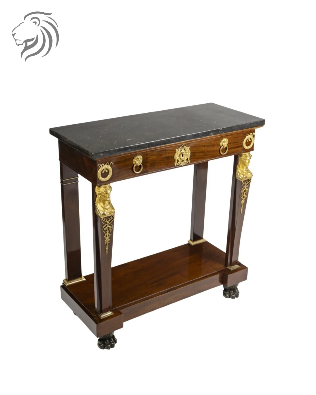 Petite console en acajou et bronze doré d’époque Empire