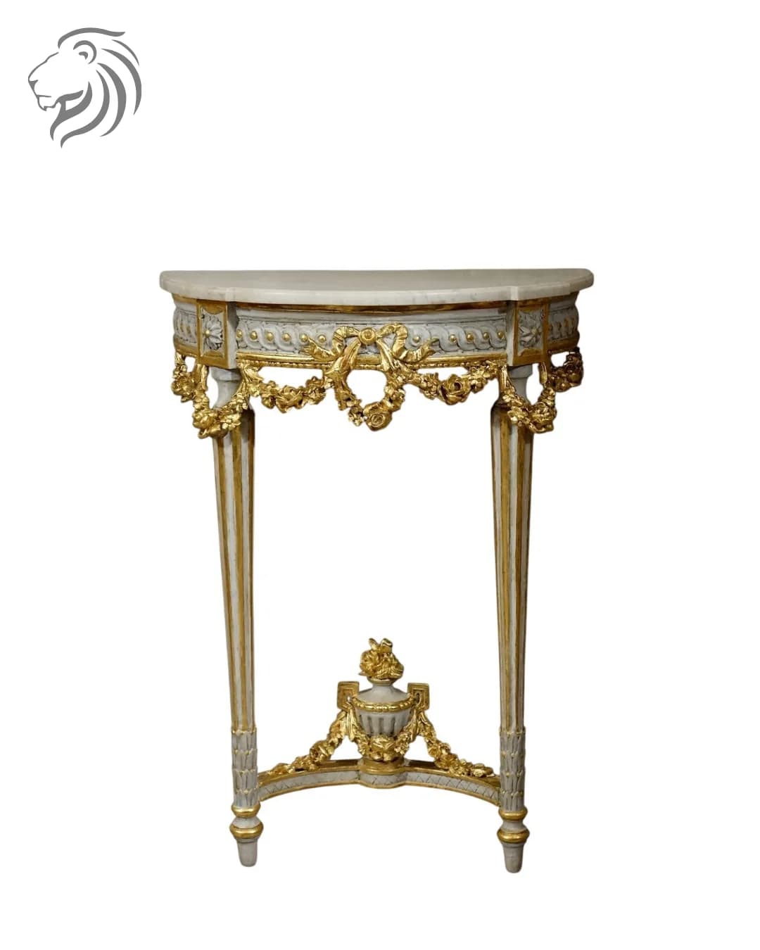 Petite console demi-lune en bois sculpté et doré