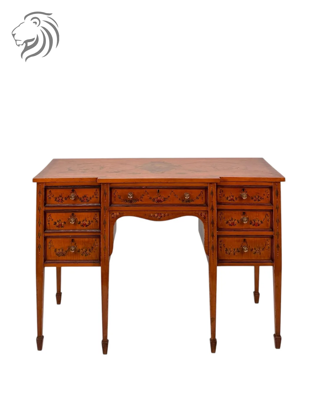 Bureau en satiné à décor polychrome