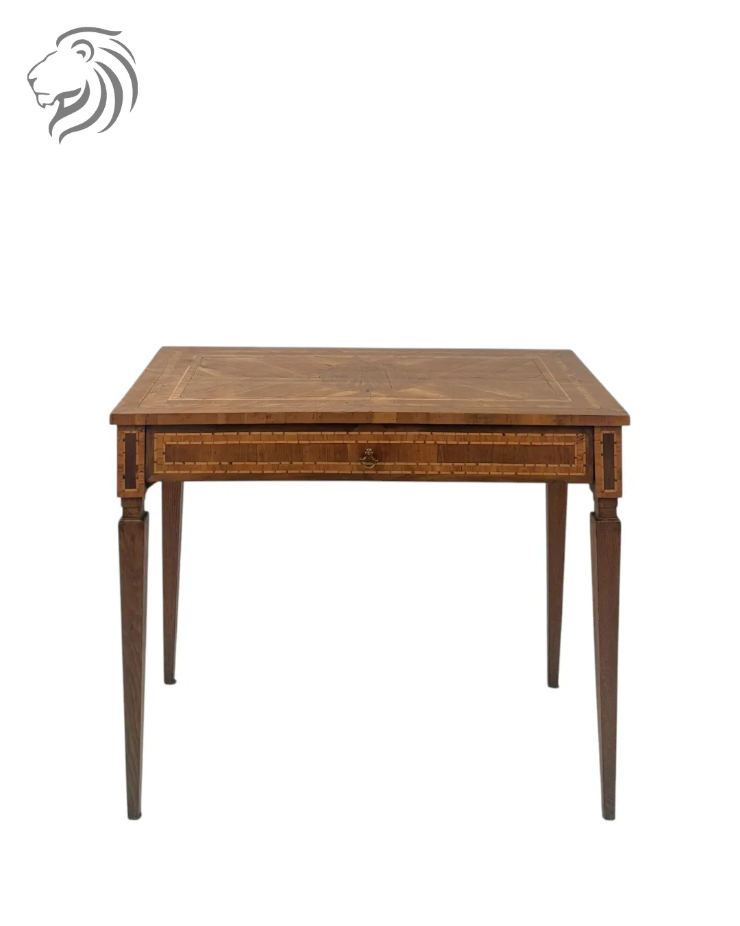 Petit bureau en placage de bois à décor géométrique