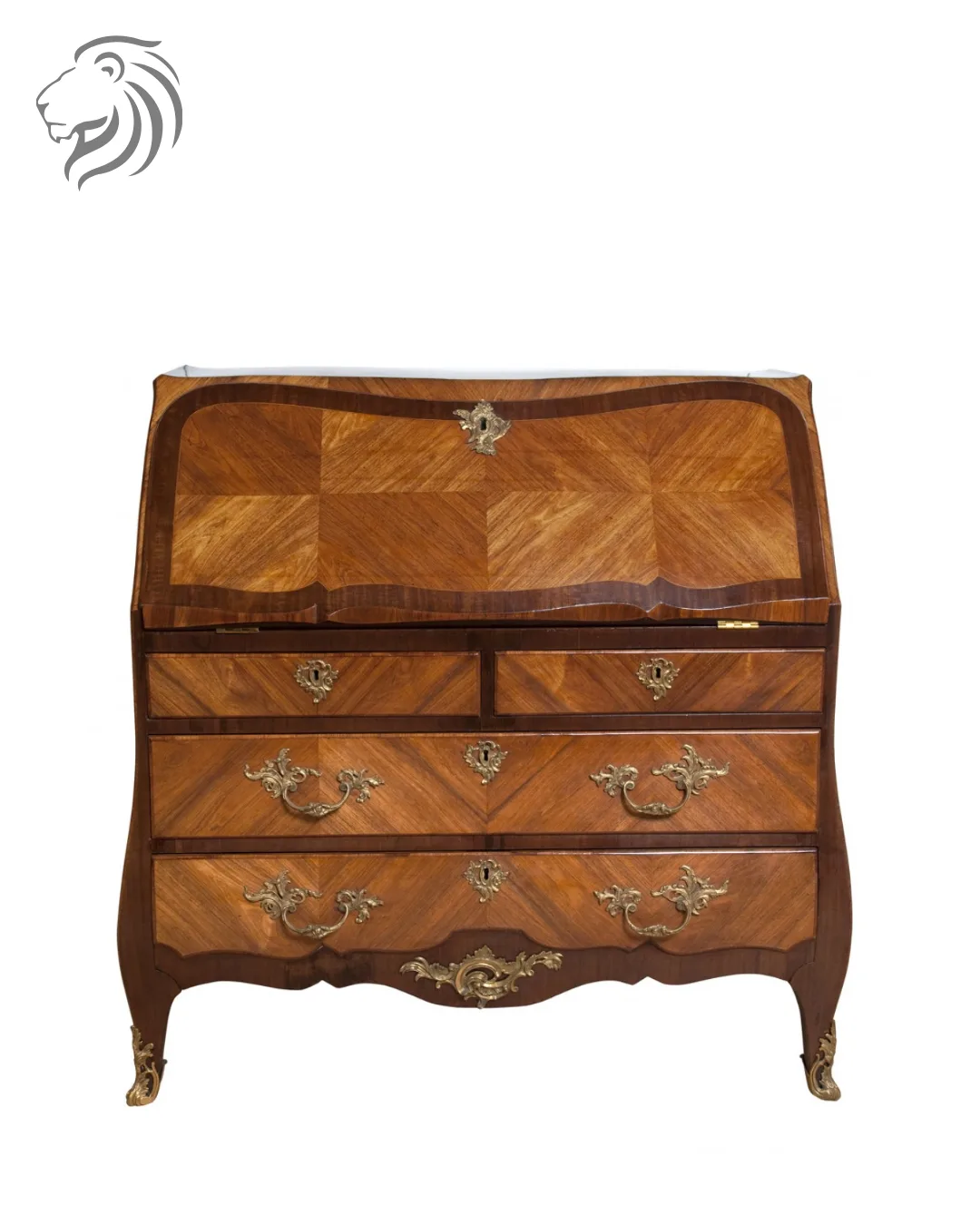 Bureau de pente Louis XV à décor de placage géométrique