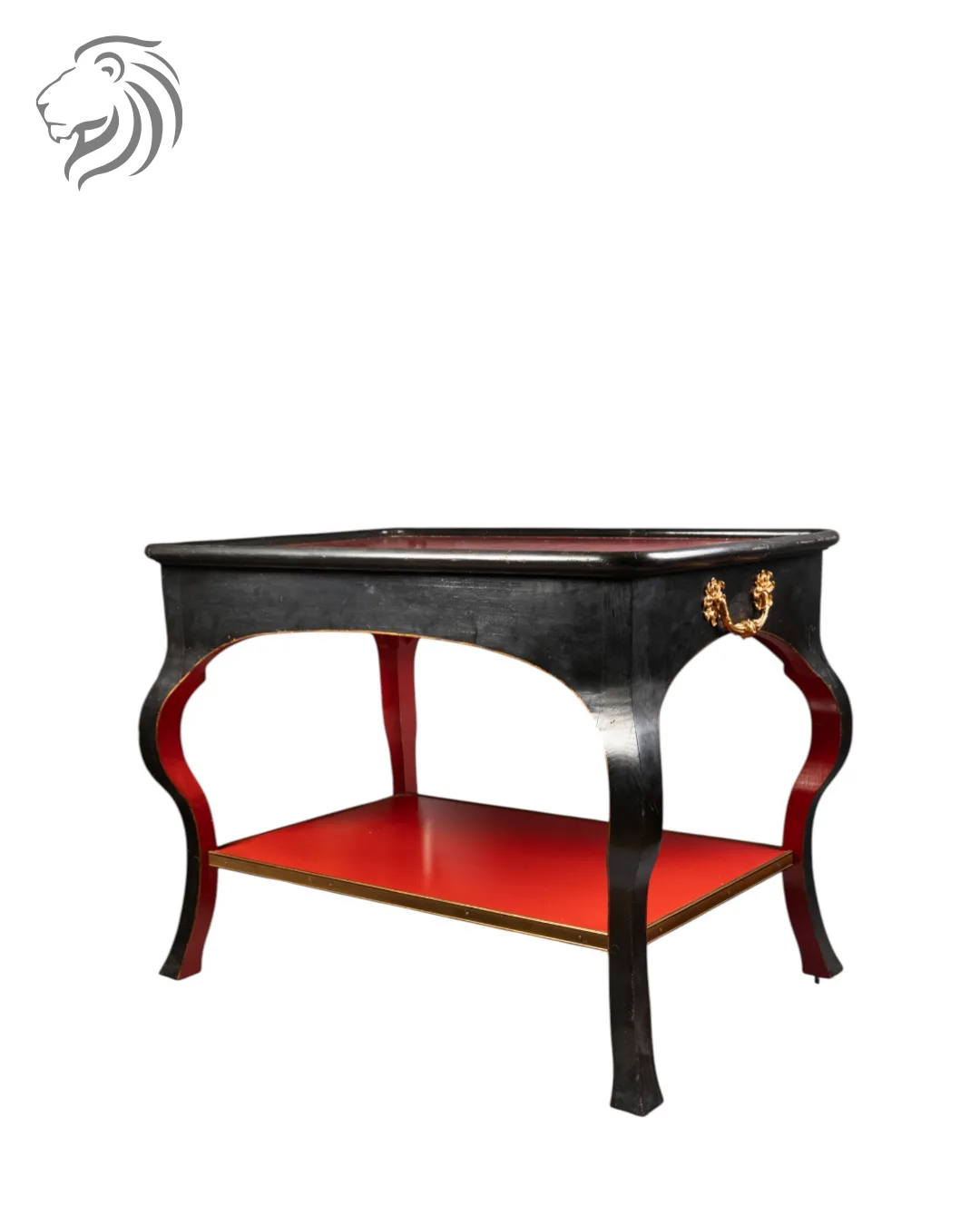 Table en laque rouge et noire à plateau cabaret