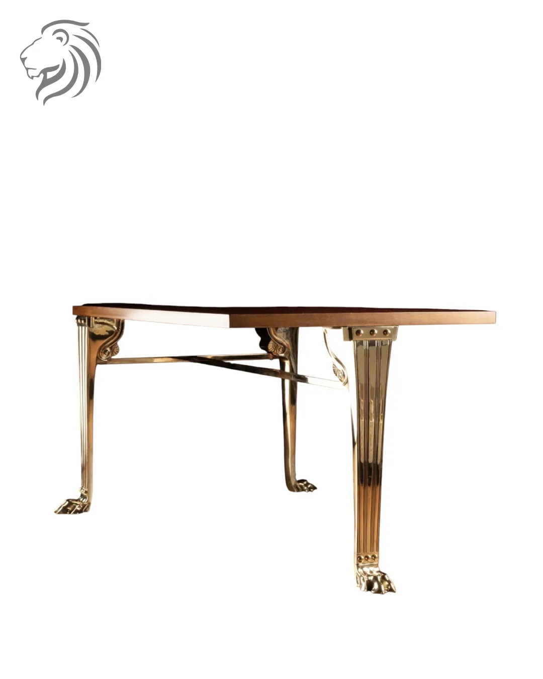 Table basse Trapeza en noyer et bronze