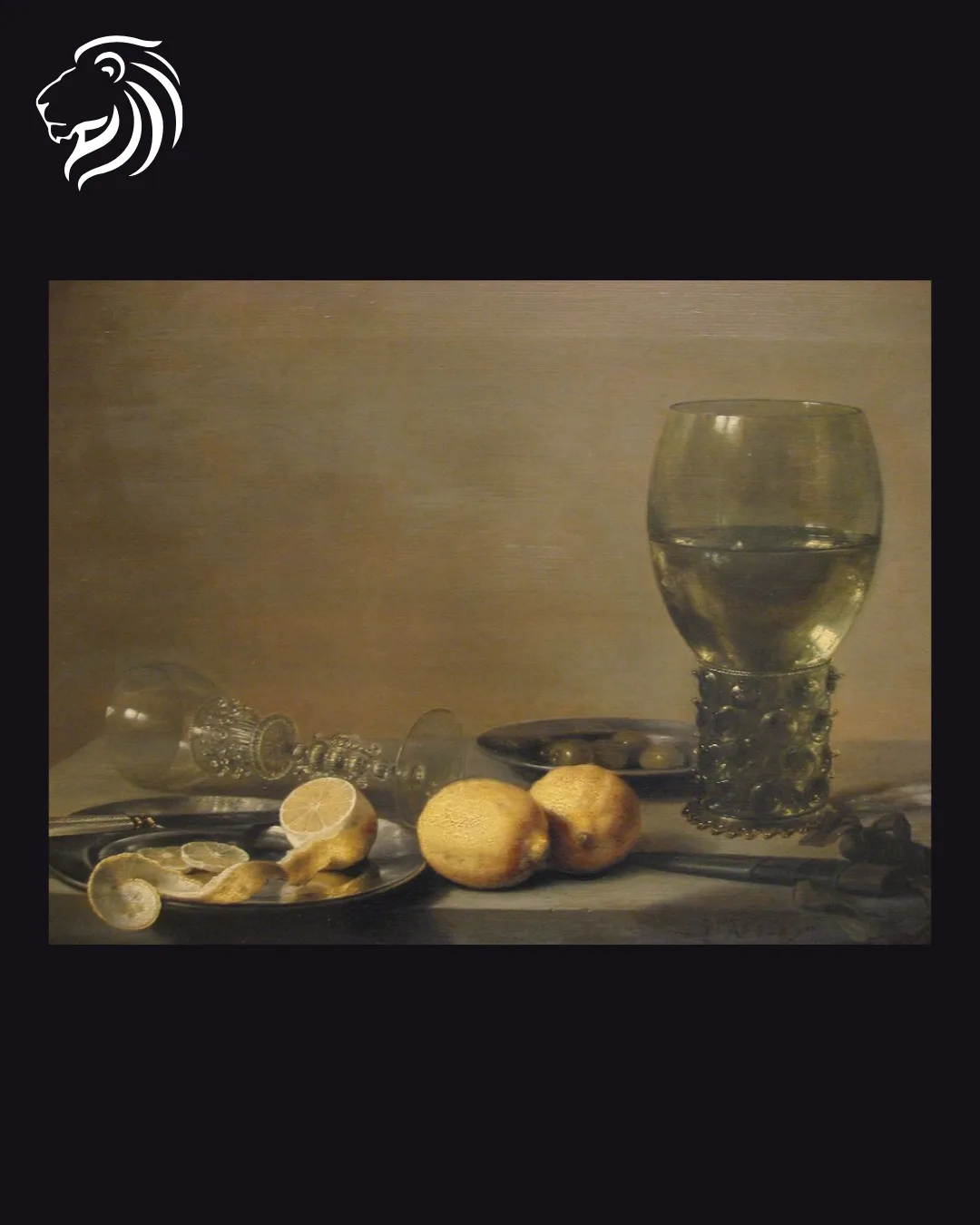 École de Pieter Claesz – Nature morte au verre römer et citron