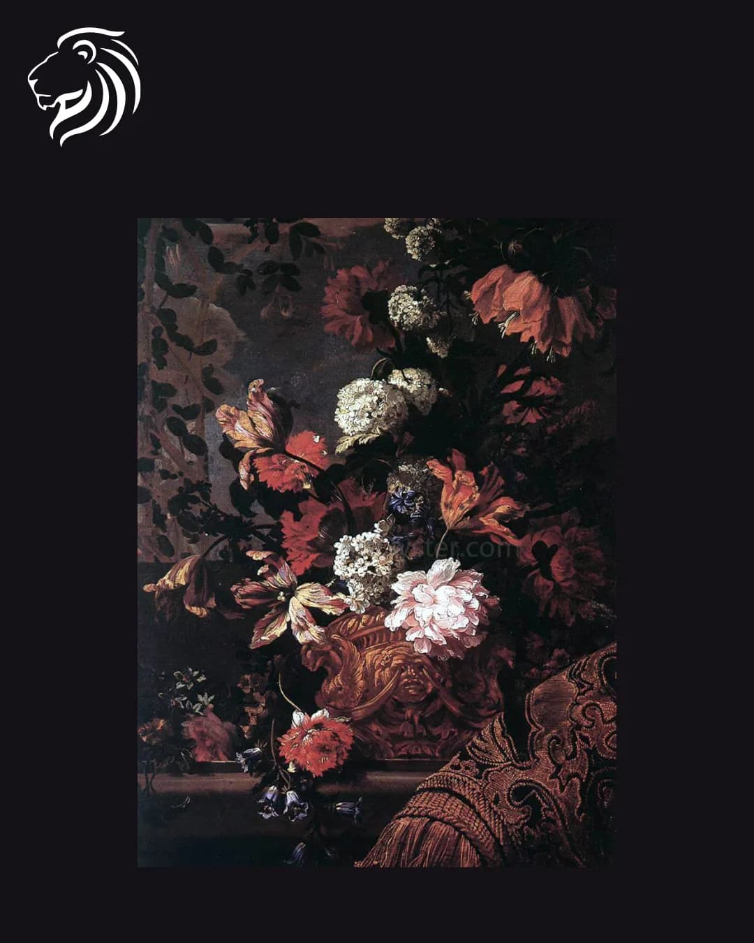 École de Jean-Baptiste Monnoyer – Guirlande de fleurs sur fond architectural