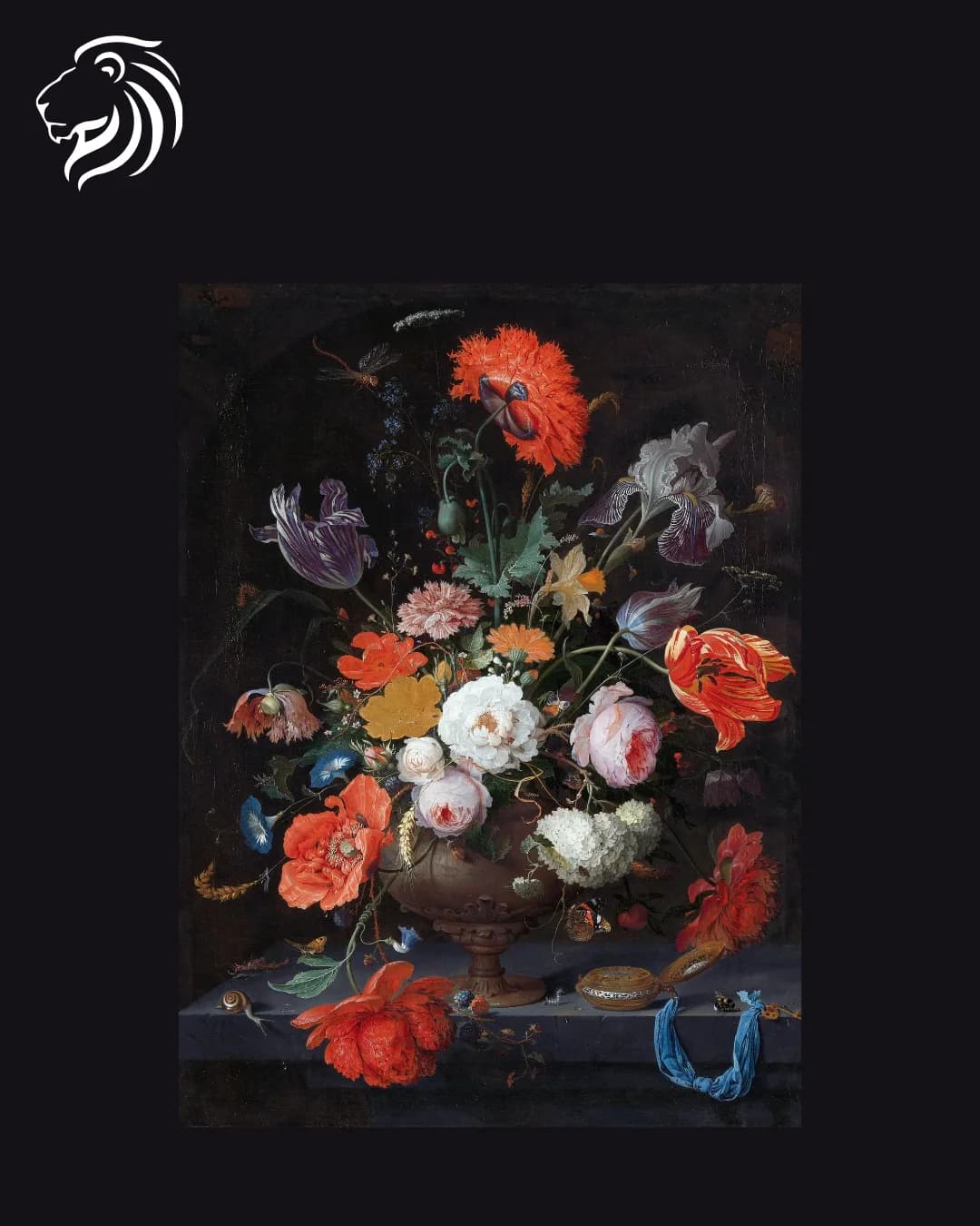 D’après Jan van Huysum – Bouquet de fleurs sur un entablement