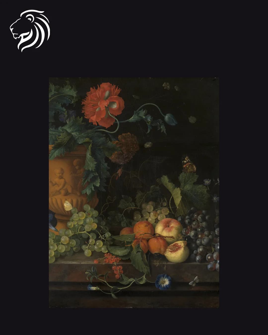 Dans le goût de Jan van Huysum – Vase de fleurs avec fruits